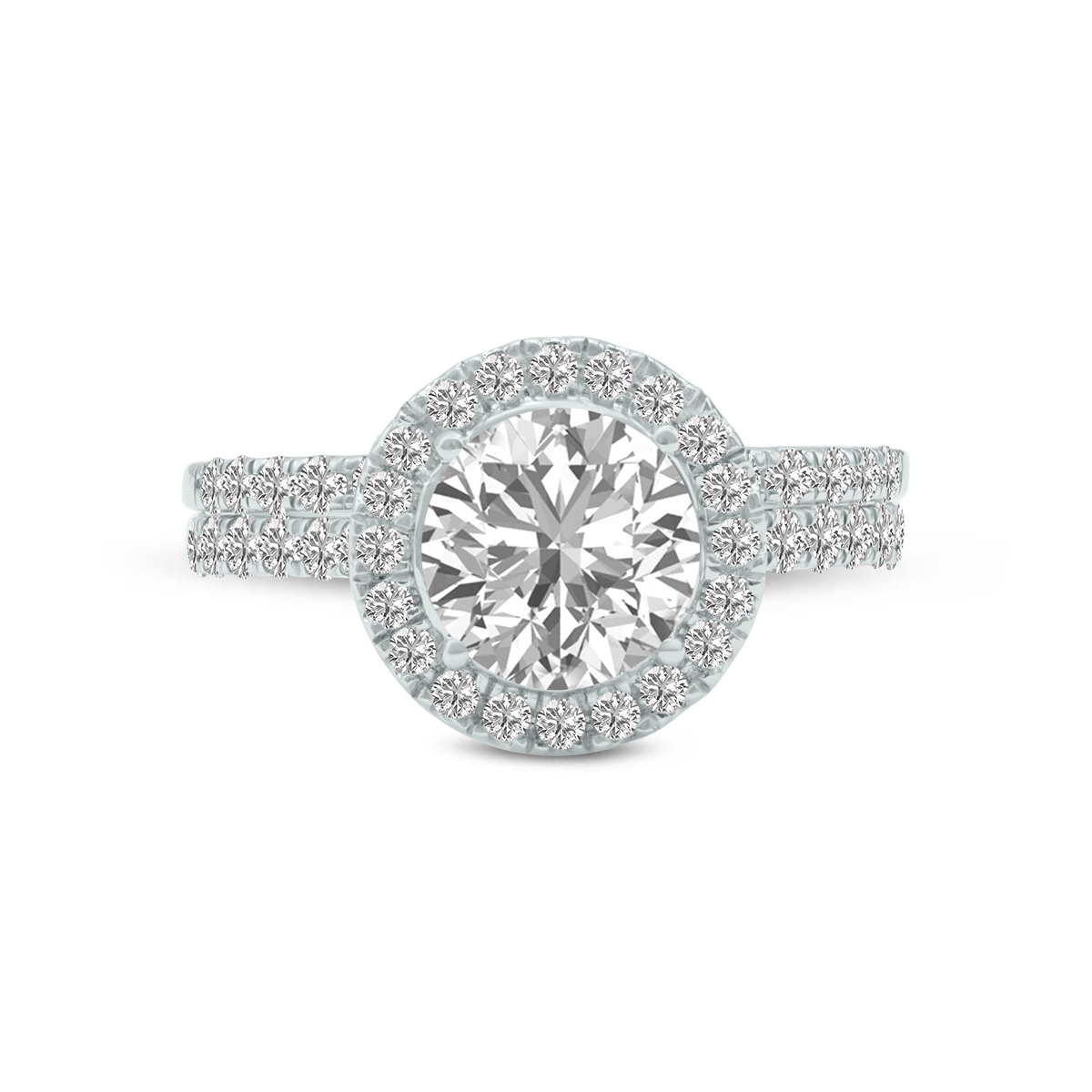 6 1/2 Carat TW Round Cut Lab Grown Diamond Halo Bridal Set in 14K White Gold