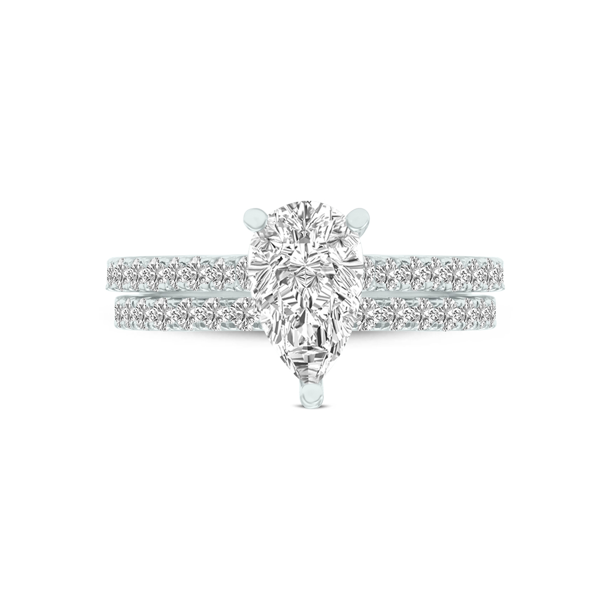 1.80 CTW Center Pear Shape Lab Grown Diamond Engagement Ring Set in 14K White Gold