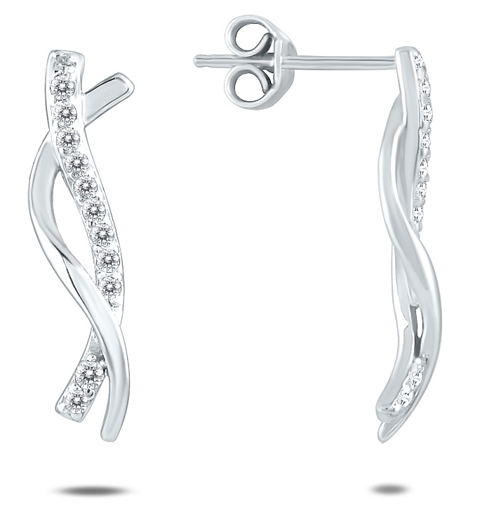 1/4 Carat TW Diamond Twist Earrings Set in 10K White Gold