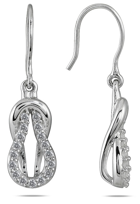1/3 CTW Genuine Diamond Knot Earrings in 10K White Gold