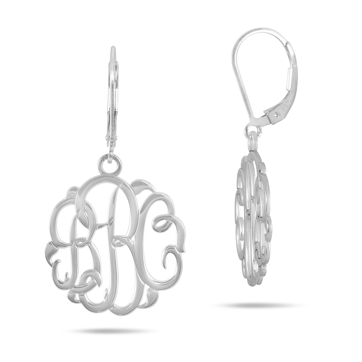 Monogram Initial Earrings in .925 Sterling Silver