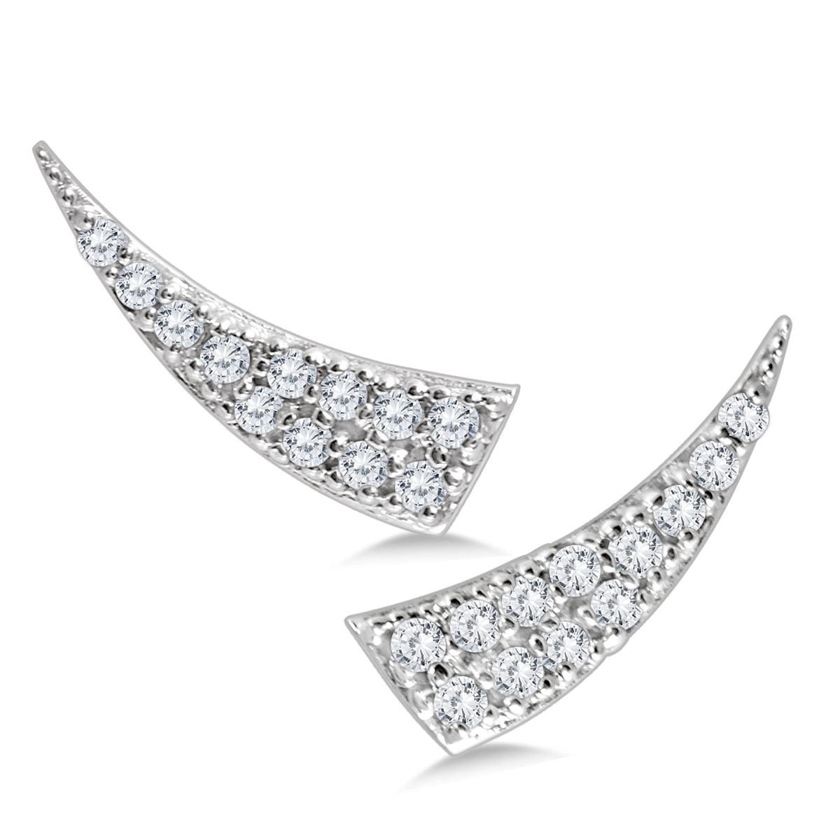 1/4 CTW Bold Genuine Diamond Climber Earrings in 14K White Gold
