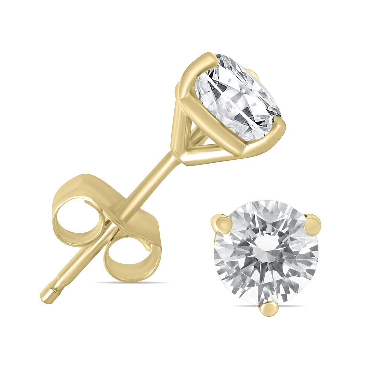 1/2 Carat TW Certified Martini Set Round Diamond Solitaire Earrings in 14K Yellow Gold