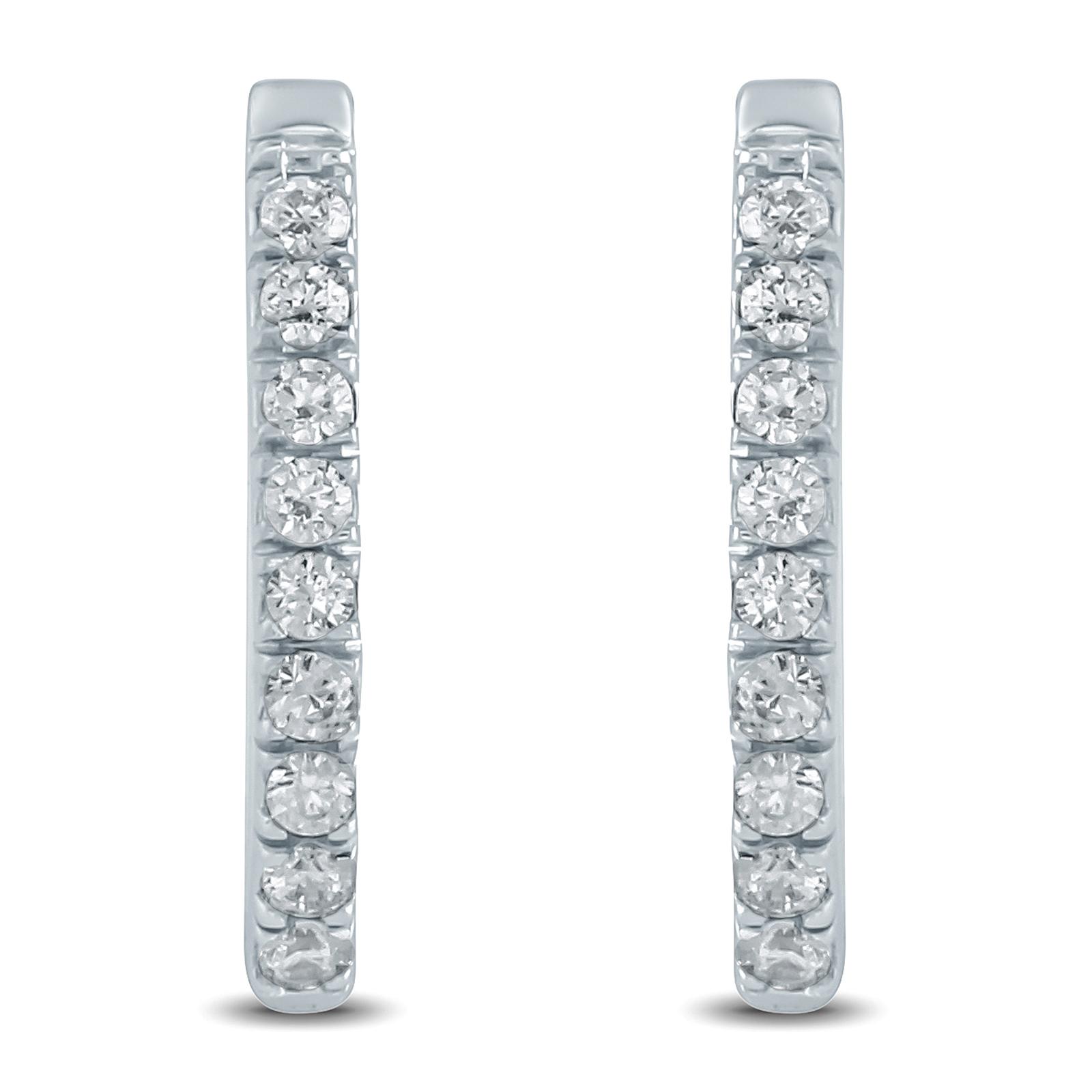 1/3 Carat TW Diamond Hoop Earrings in 10K White Gold