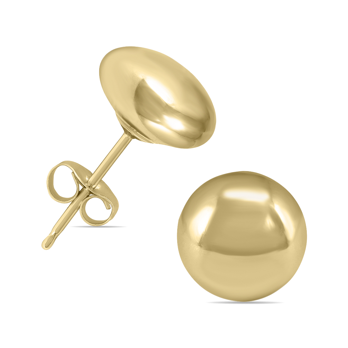 14K Yellow Gold 7mm Button Ball Stud Earrings