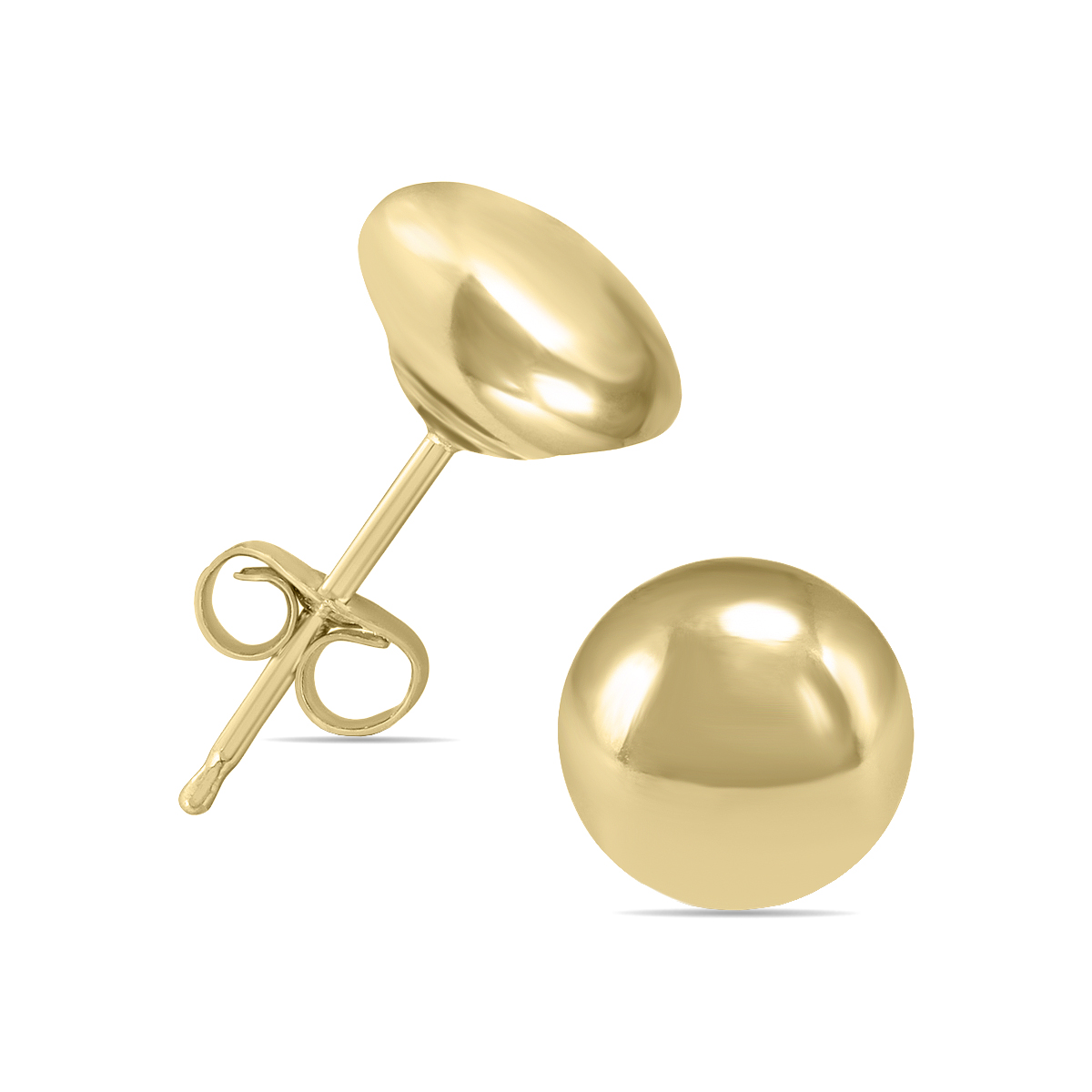 14K Yellow Gold 5mm Button Ball Stud Earrings