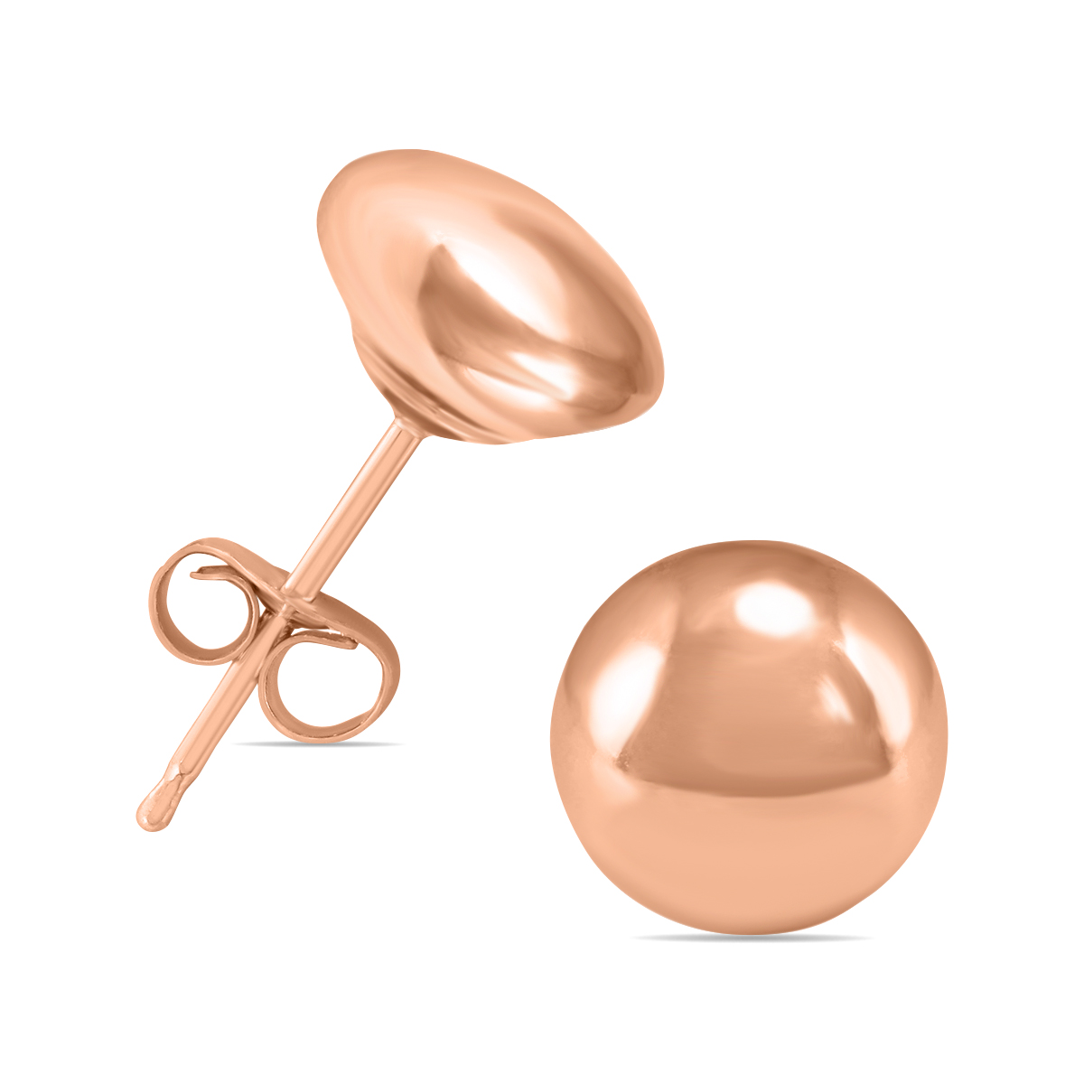 14K Rose Gold 6mm Button Ball Stud Earrings