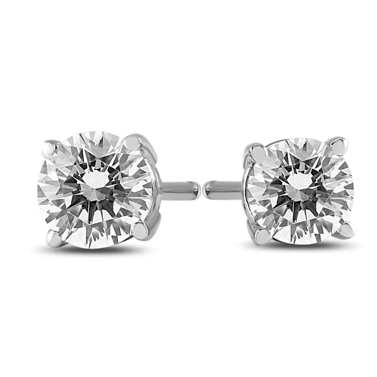 1/4 Carat TW AGS Certified Round Diamond Solitaire Stud Earrings in 14K White Gold (I-J Color, SI1-SI2 Clarity)