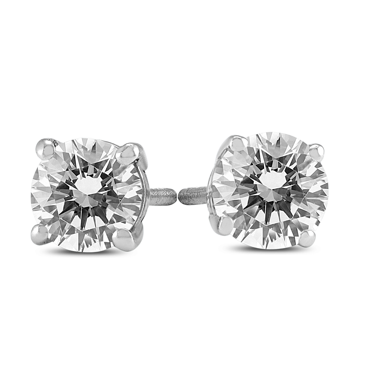 3/4 Carat TW AGS Certified Round Diamond Solitaire Stud Earrings in 14K White Gold (I-J Color, SI1-SI2 Clarity)