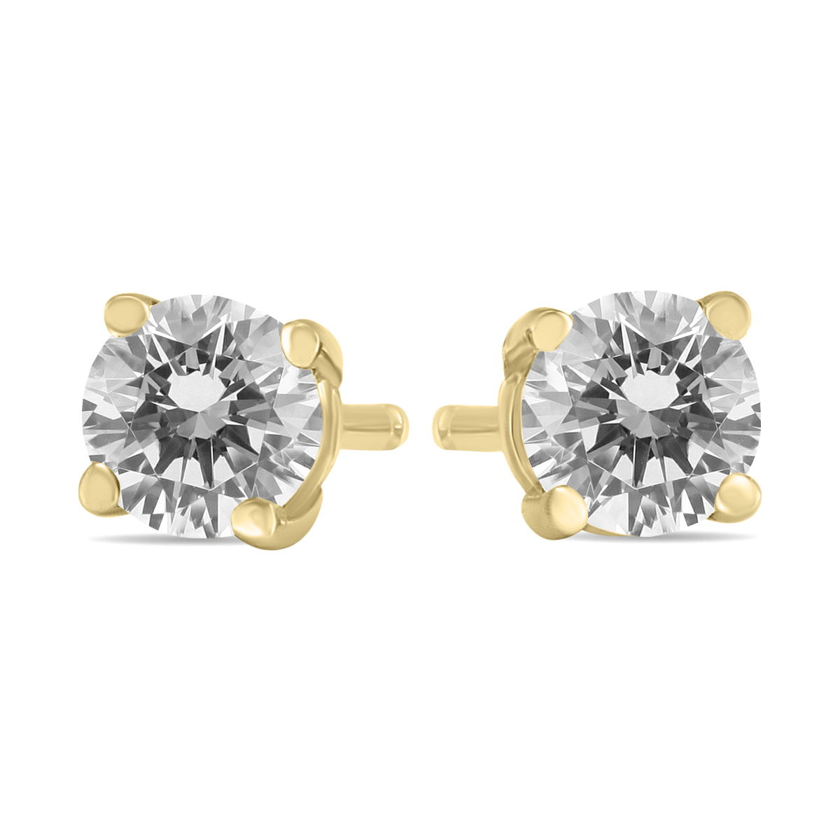 1/2 Carat TW Round Diamond Solitaire Stud Earrings In 14k Yellow Gold