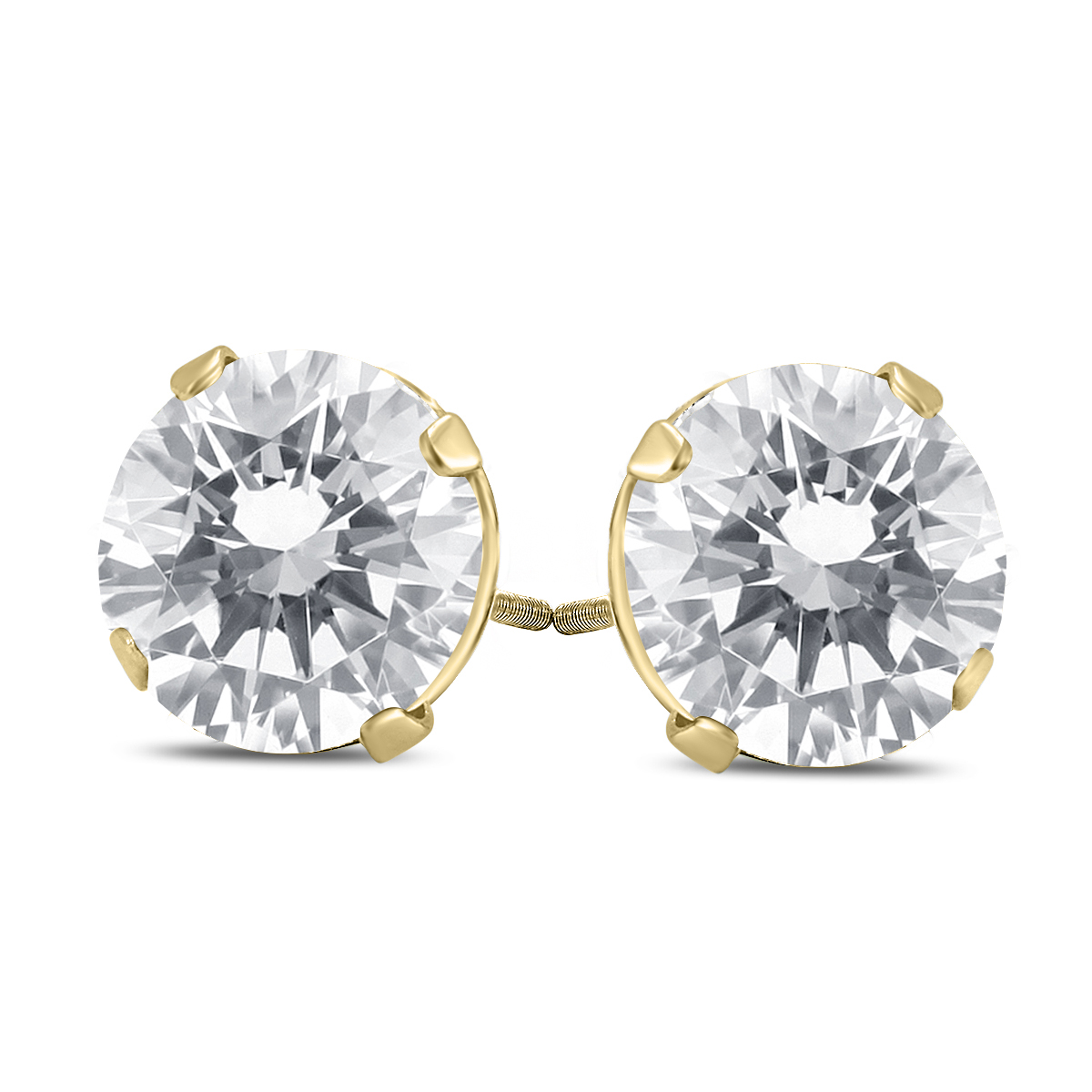 Certified (H-I Color, SI1-SI2 Clarity) 3/4 Carat TW Round Diamond Solitaire Stud Earrings in 14K Yellow Gold