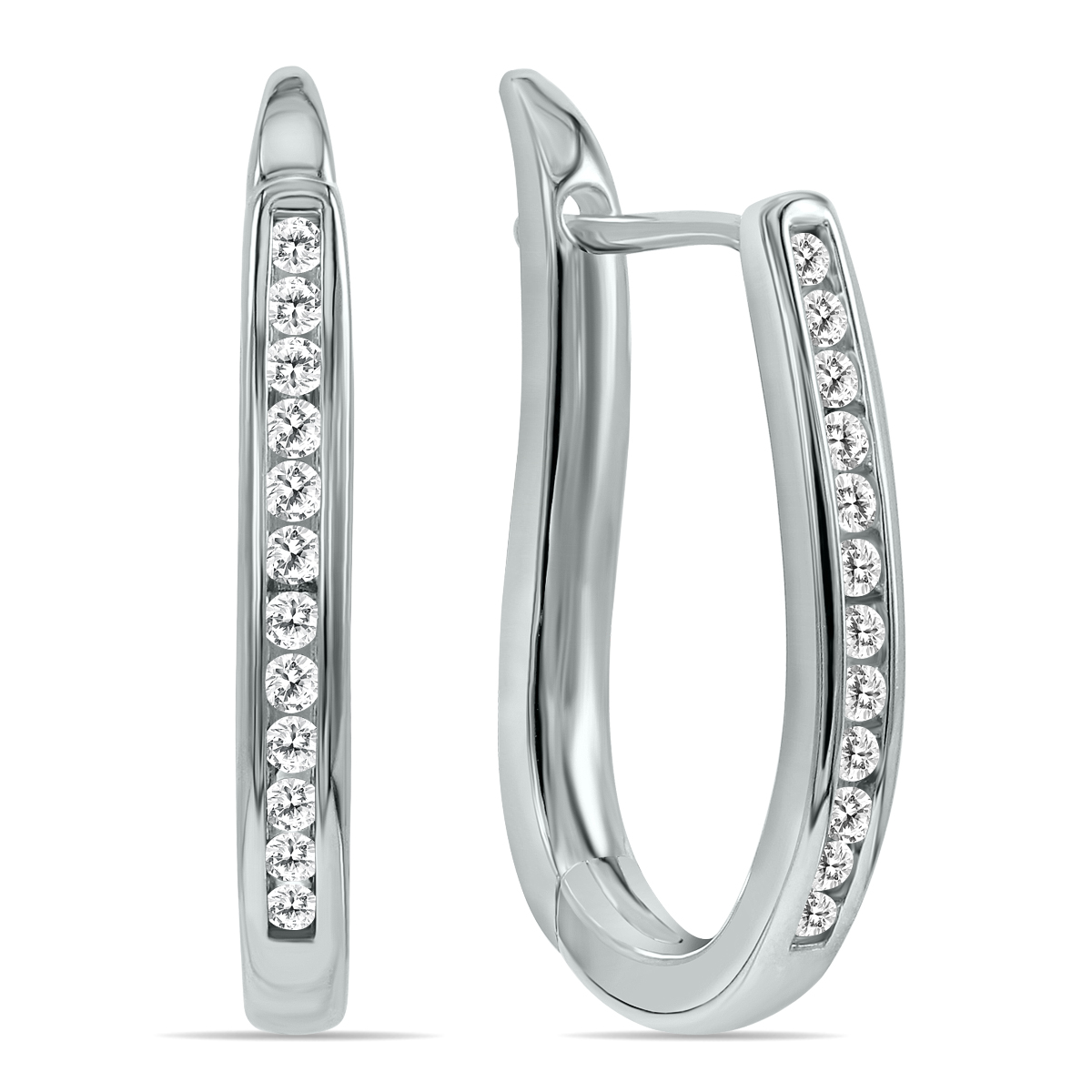 1/4 Carat TW Channel Set Diamond Hoop Earrings in 10K White Gold