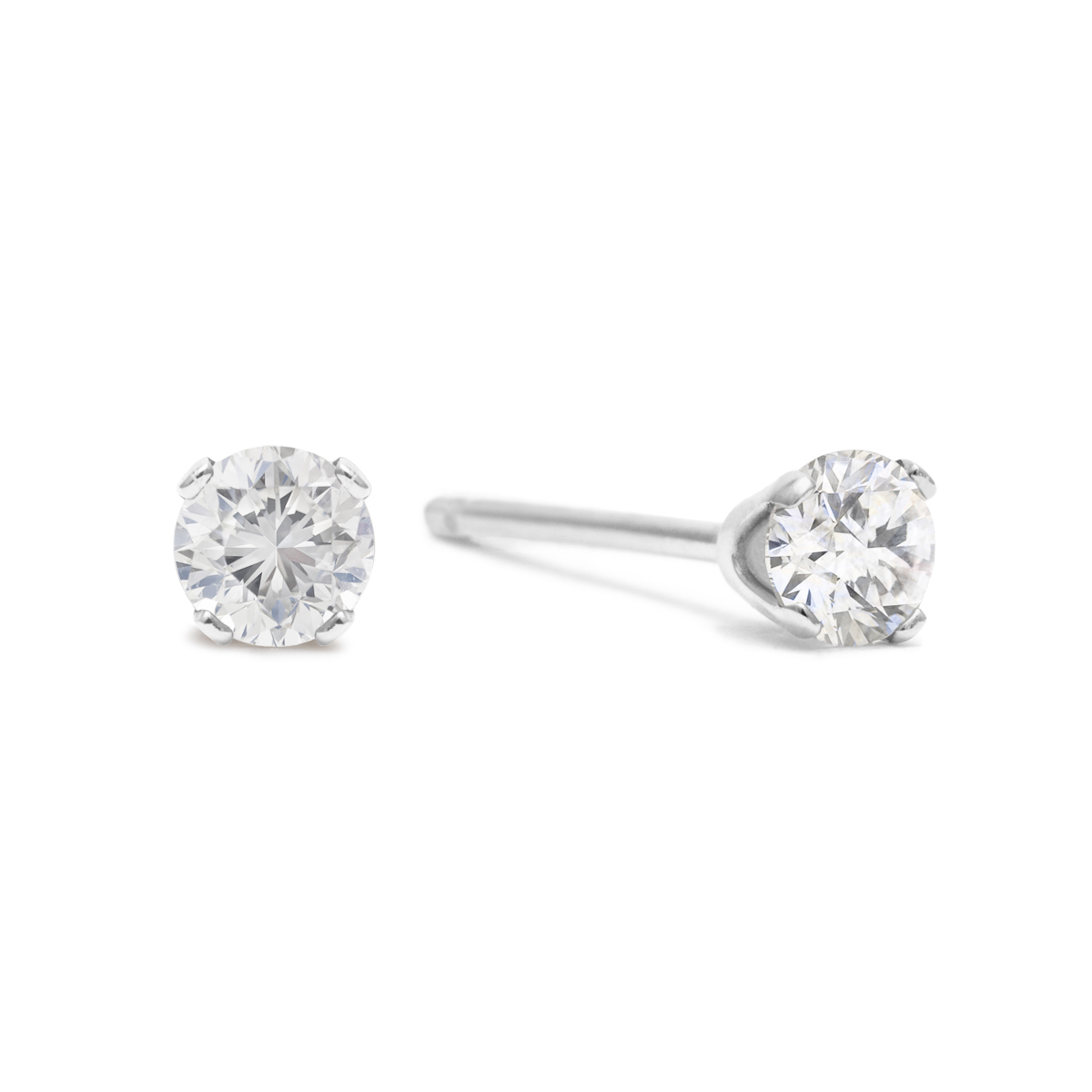 .05 Carat TW Round Diamond Stud Earrings In.925 Sterling Silver