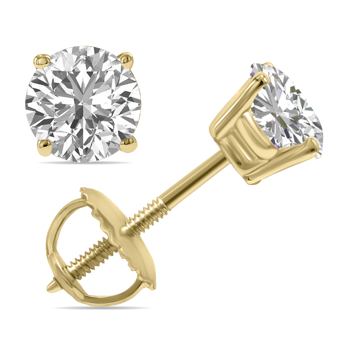 Certified 1.25 Carat TW Lab Grown Diamond Solitaire Earrings in 14K Yellow Gold