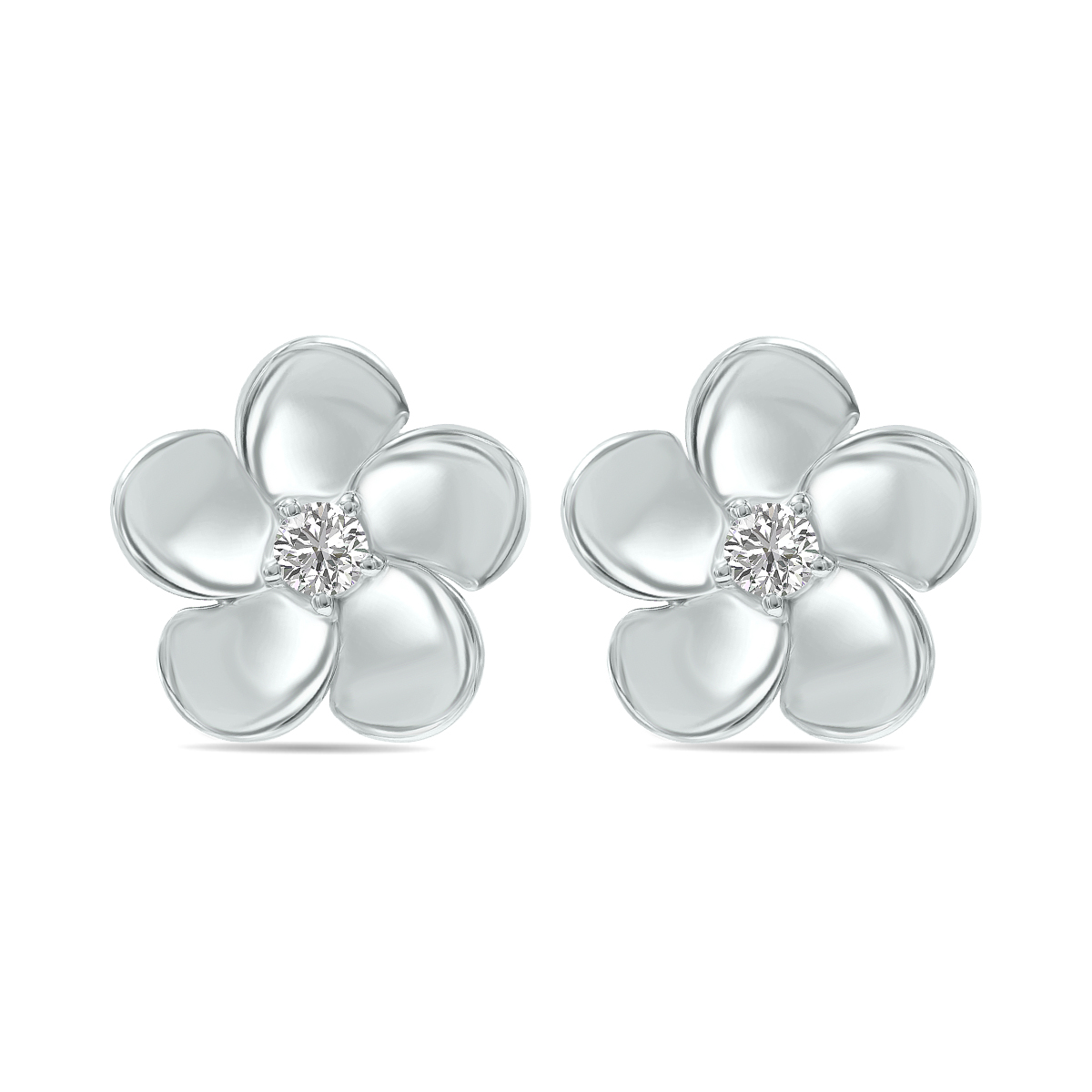 1/3 CTW Lab Grown Diamond Flower Stud Earrings in 10K White Gold (F-G Color, VS1- VS2 Clarity)
