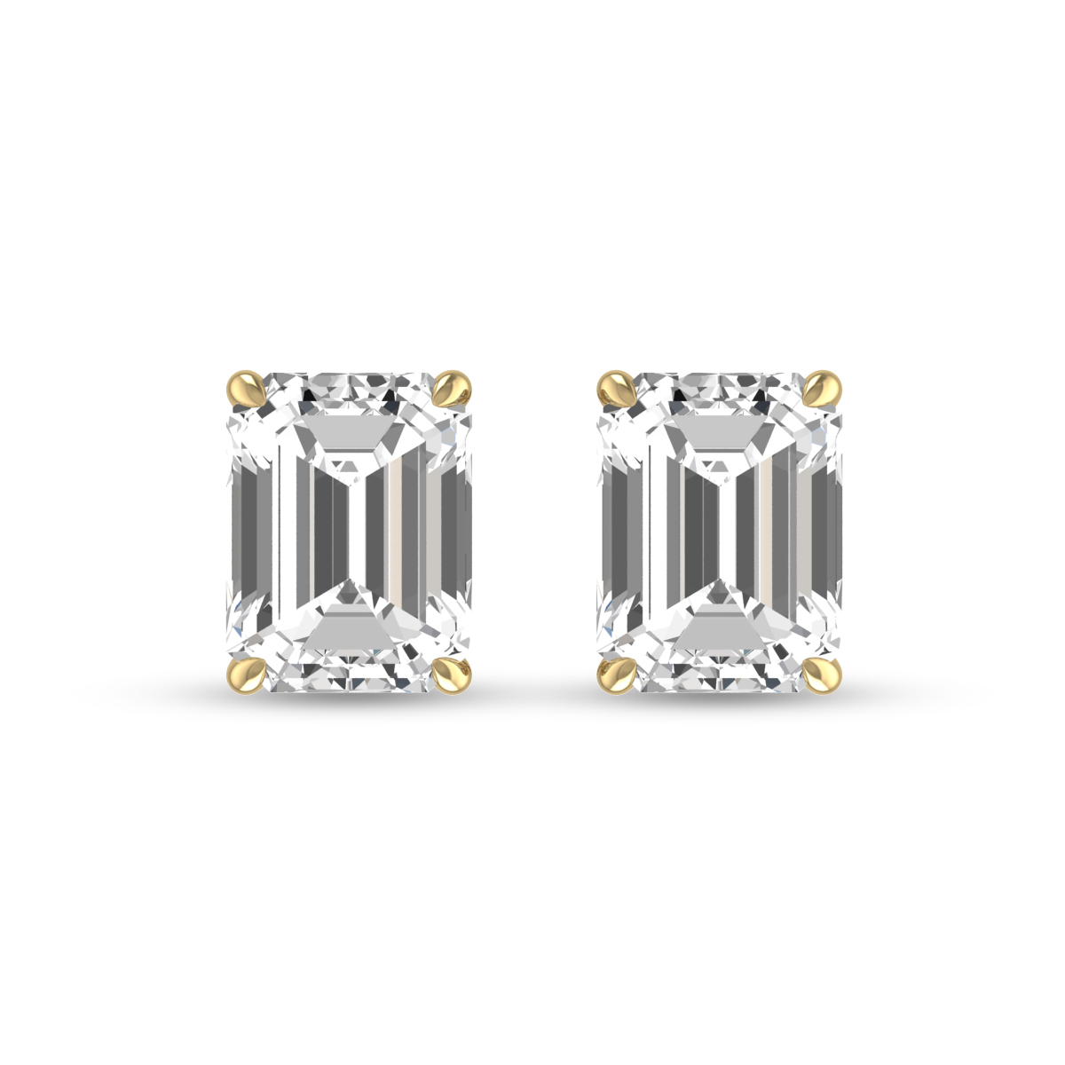 Lab Grown 3/4 Carat Emerald Cut Solitaire Diamond Earrings in 14K Yellow Gold