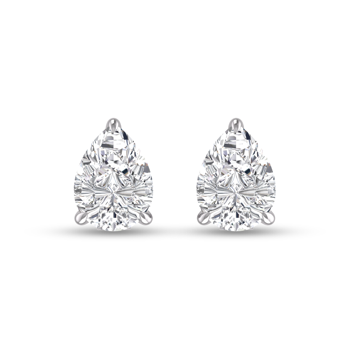 Lab Grown 1/4 Carat Pear Shaped Solitaire Diamond Earrings in 14K White Gold