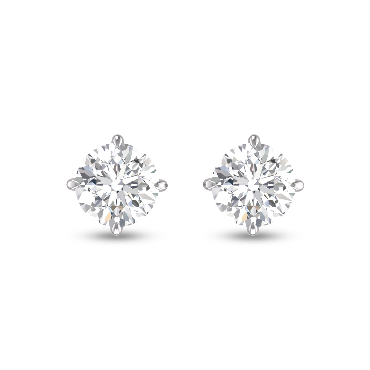 Lab Grown 1/4 Carat Round Solitaire Diamond Earrings in 14K White Gold