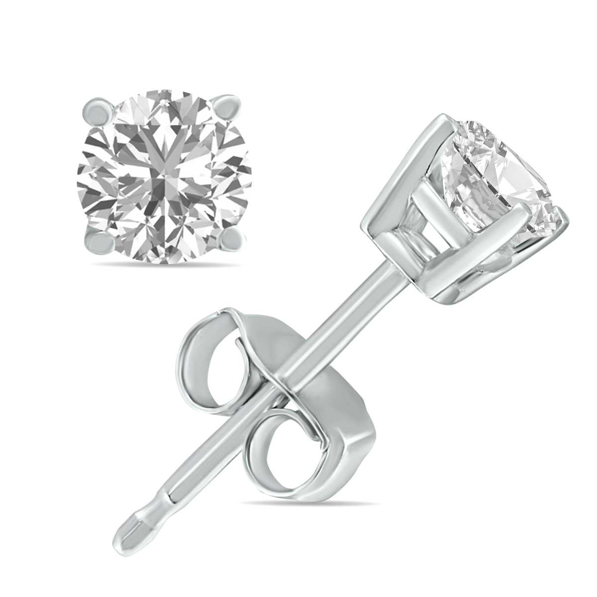 1/3 Carat TW Lab Grown Diamond Round Solitaire Stud Earrings in 14K White Gold Image