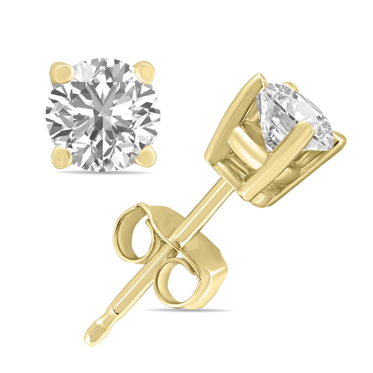 8 Carat TW Lab Grown Diamond Round Solitaire Stud Earrings in 14K Yellow Gold
