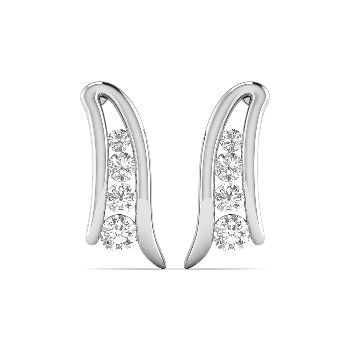 1/4 CTW Genuine Diamond Waterfall Drop Earrings in 14K White Gold