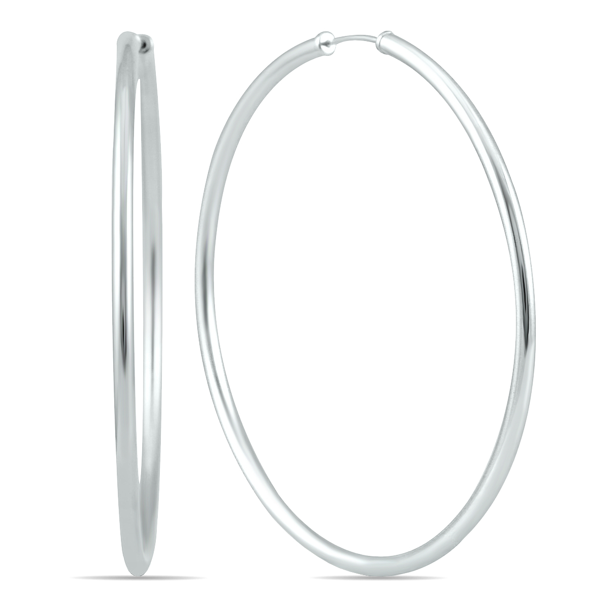 50MM Endless Hoop Earrings 14k White Gold