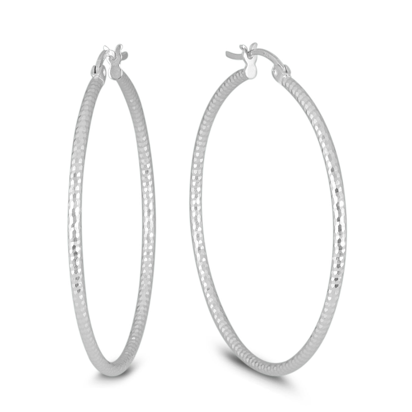 Diamond Cut 40MM Hoop Earrings In.925 Sterling Silver