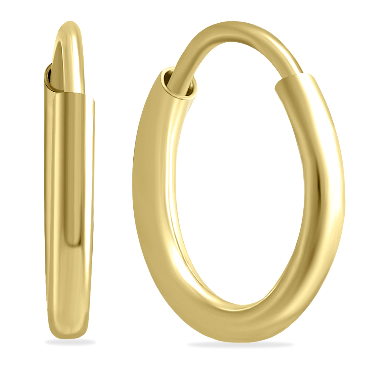 10mm Endless 14K Yellow Gold Filled Thin Hoop Earrings