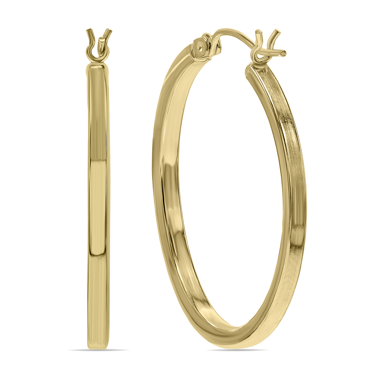 10K Yellow Gold Round Hoop Earrings