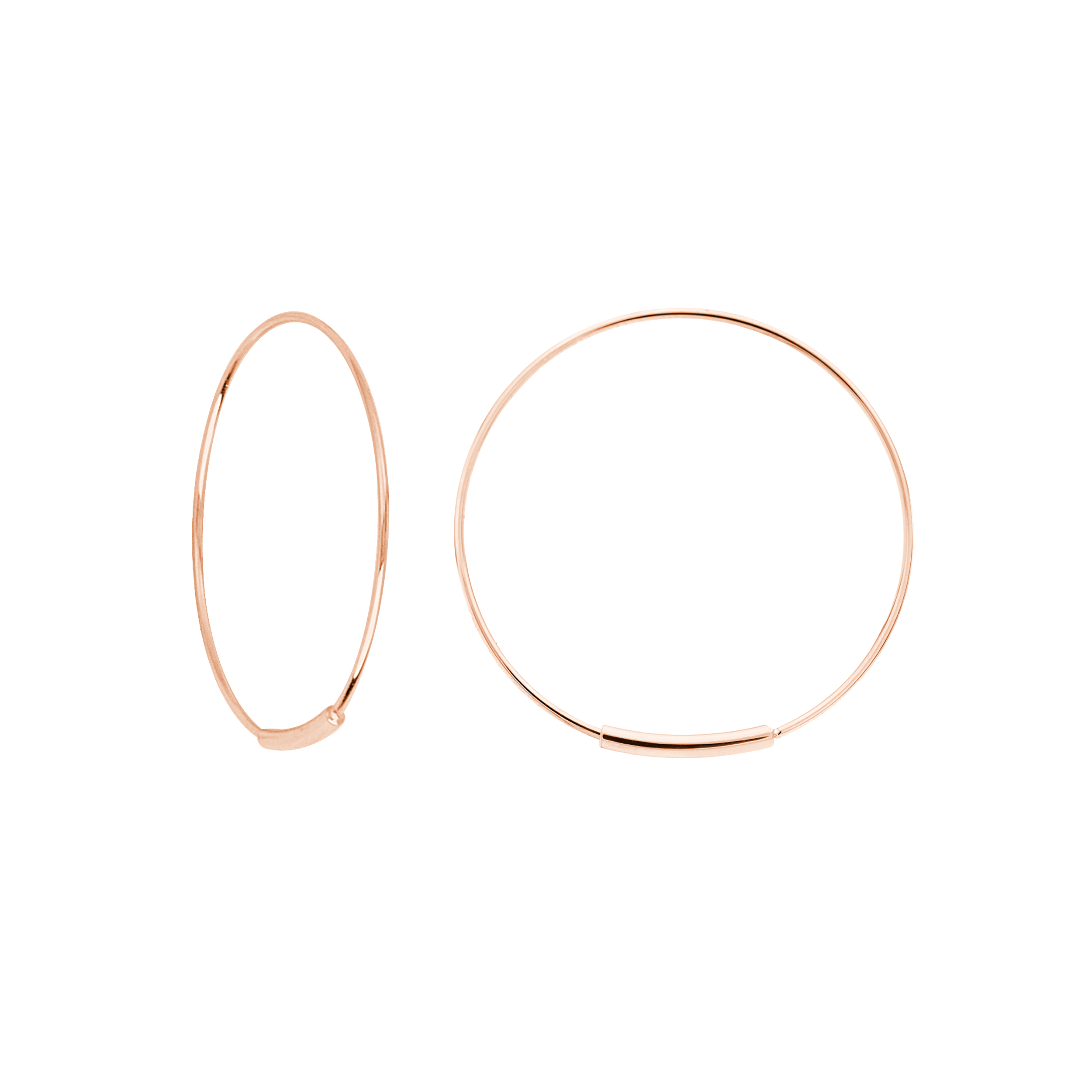 14K Solid Rose Gold 1 Inch Endless Hoop Earrings