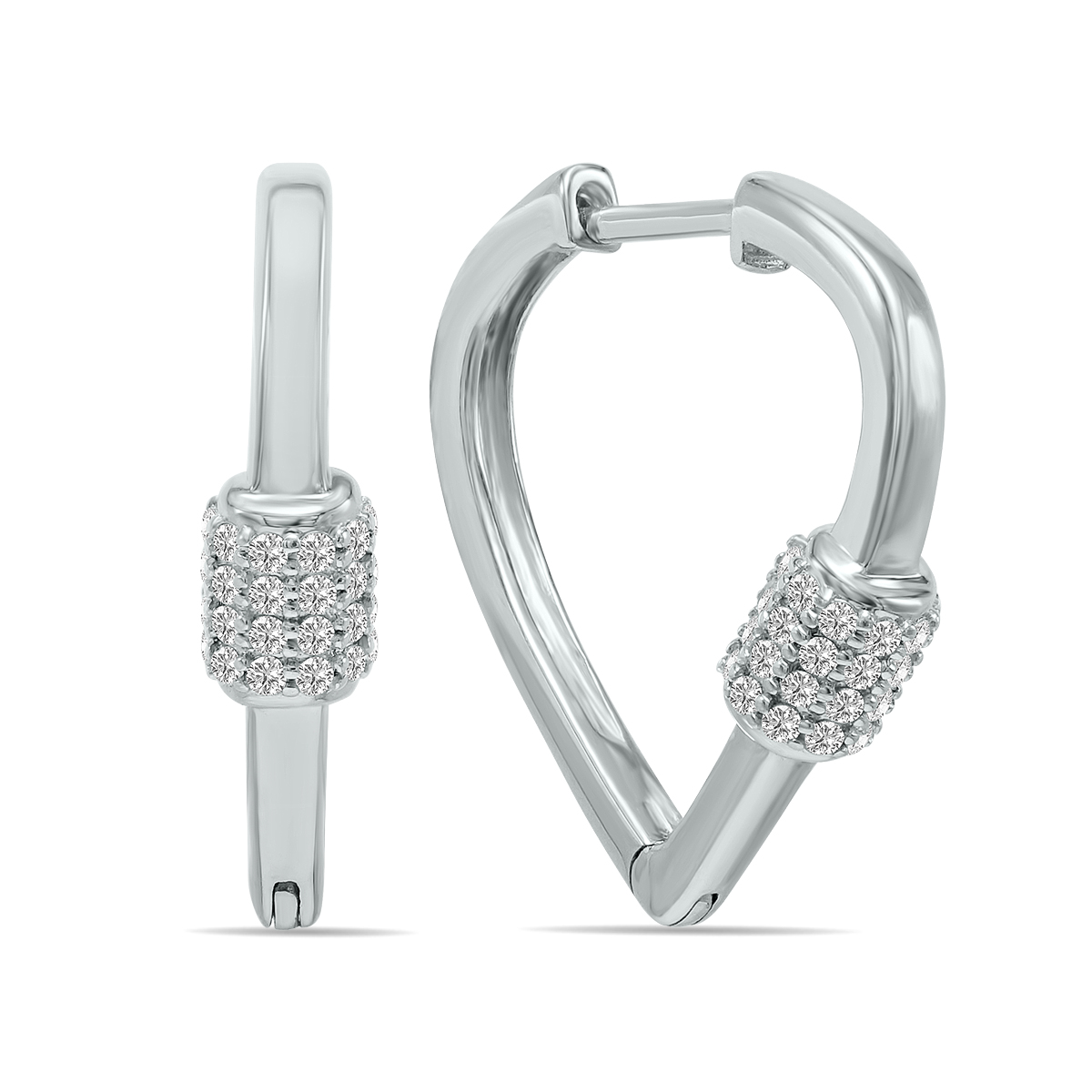 3/8 CTW Heart Shape Lab Grown Diamond Huggies Hoop Earrings in 10K White Gold (F-G Color, VS1- VS2 Clarity)