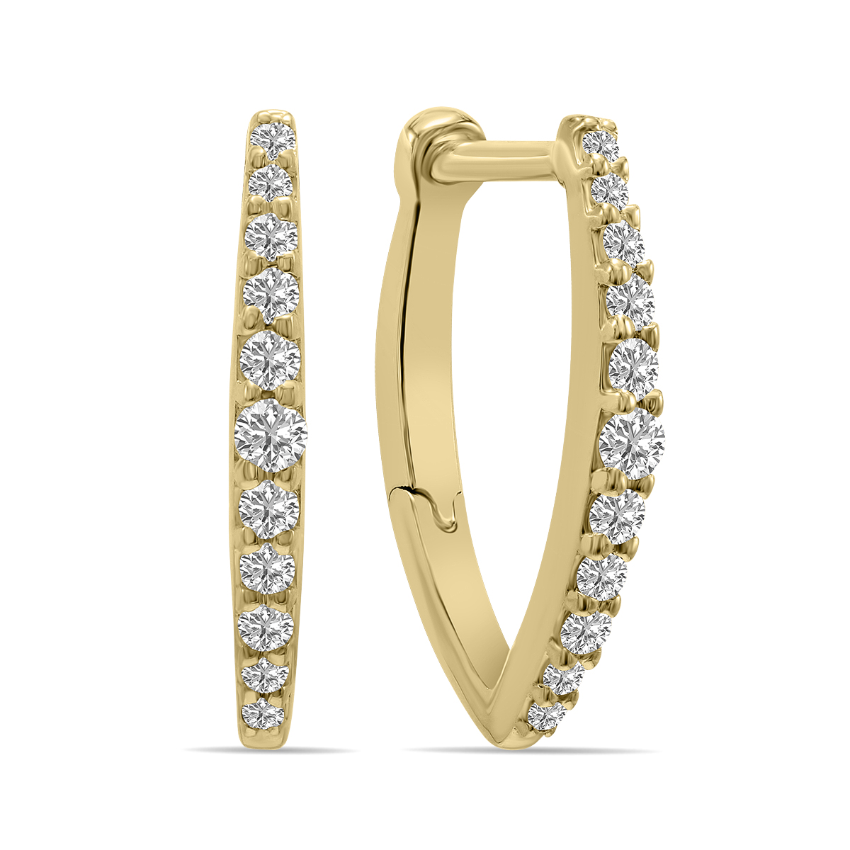 1/4 CTW Heart Shape Lab Grown Diamond Huggies Hoop Earrings in 10K Yellow Gold (F-G Color, VS1- VS2 Clarity)