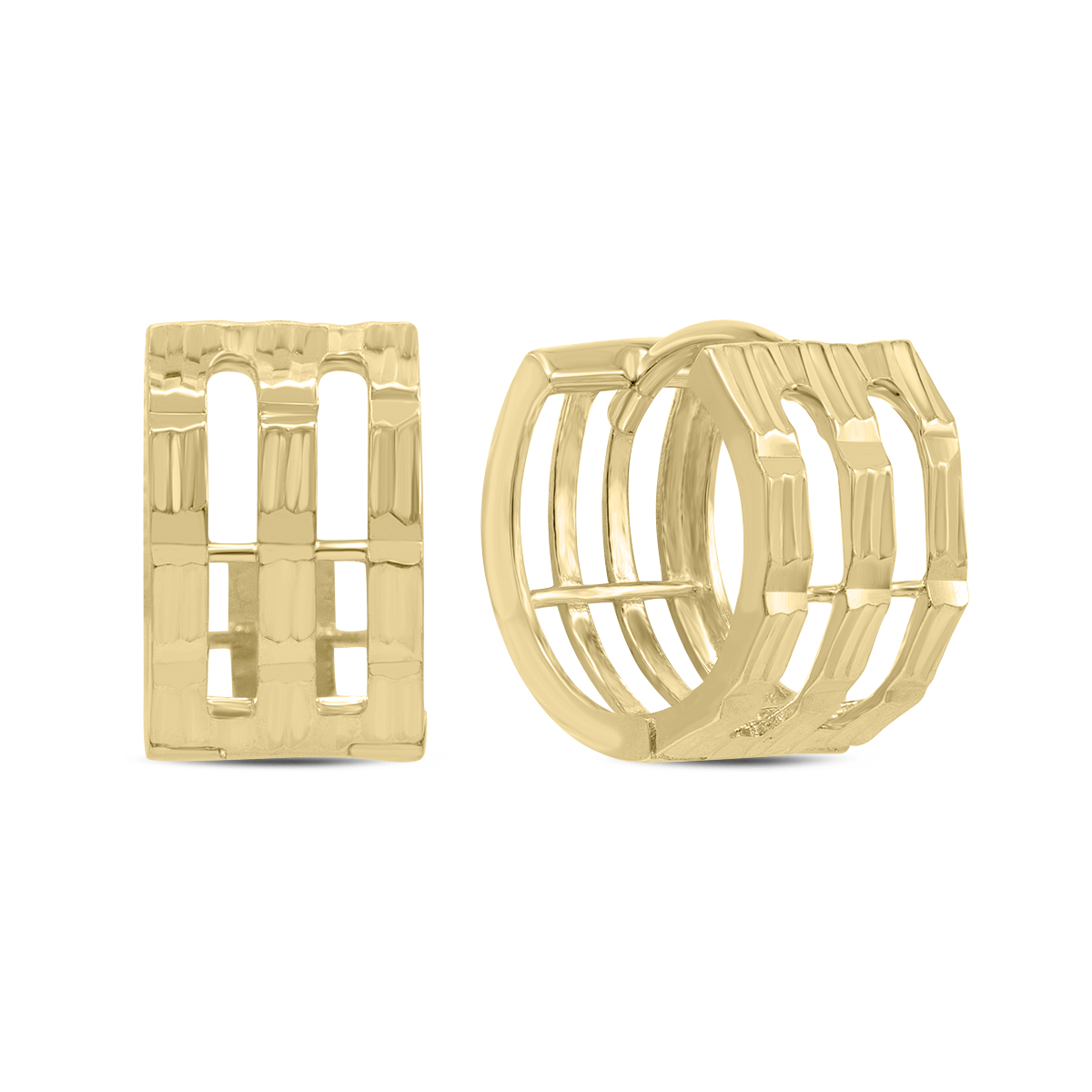 10MM Endless Diamond Cut Huggie Hoop Earrings in 10K Yellow Gold (7mm Gauges)