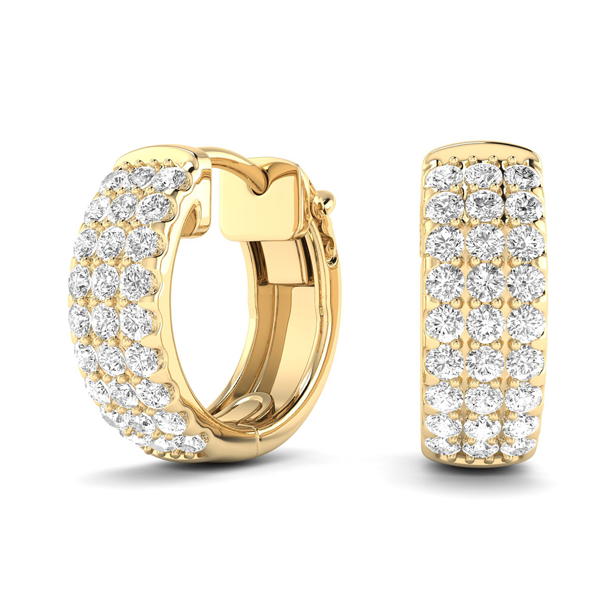 1/2 Carat TW Multi-Row Diamond Pave Hoop Earrings in 14K Yellow Gold