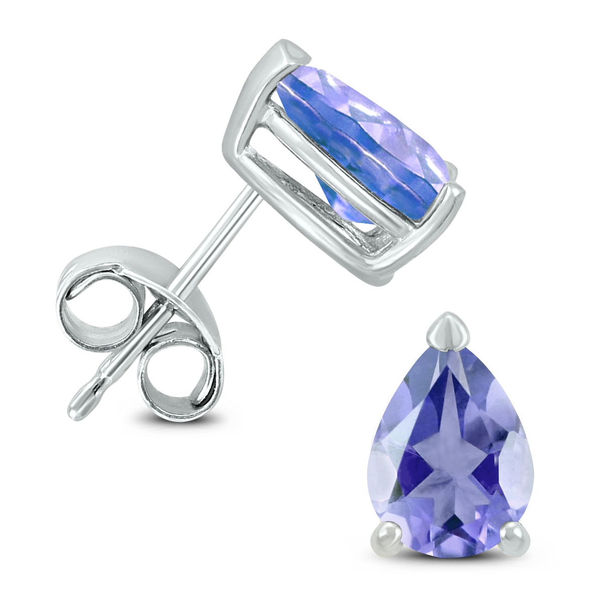 14K White Gold 6x4MM Pear Tanzanite Earrings