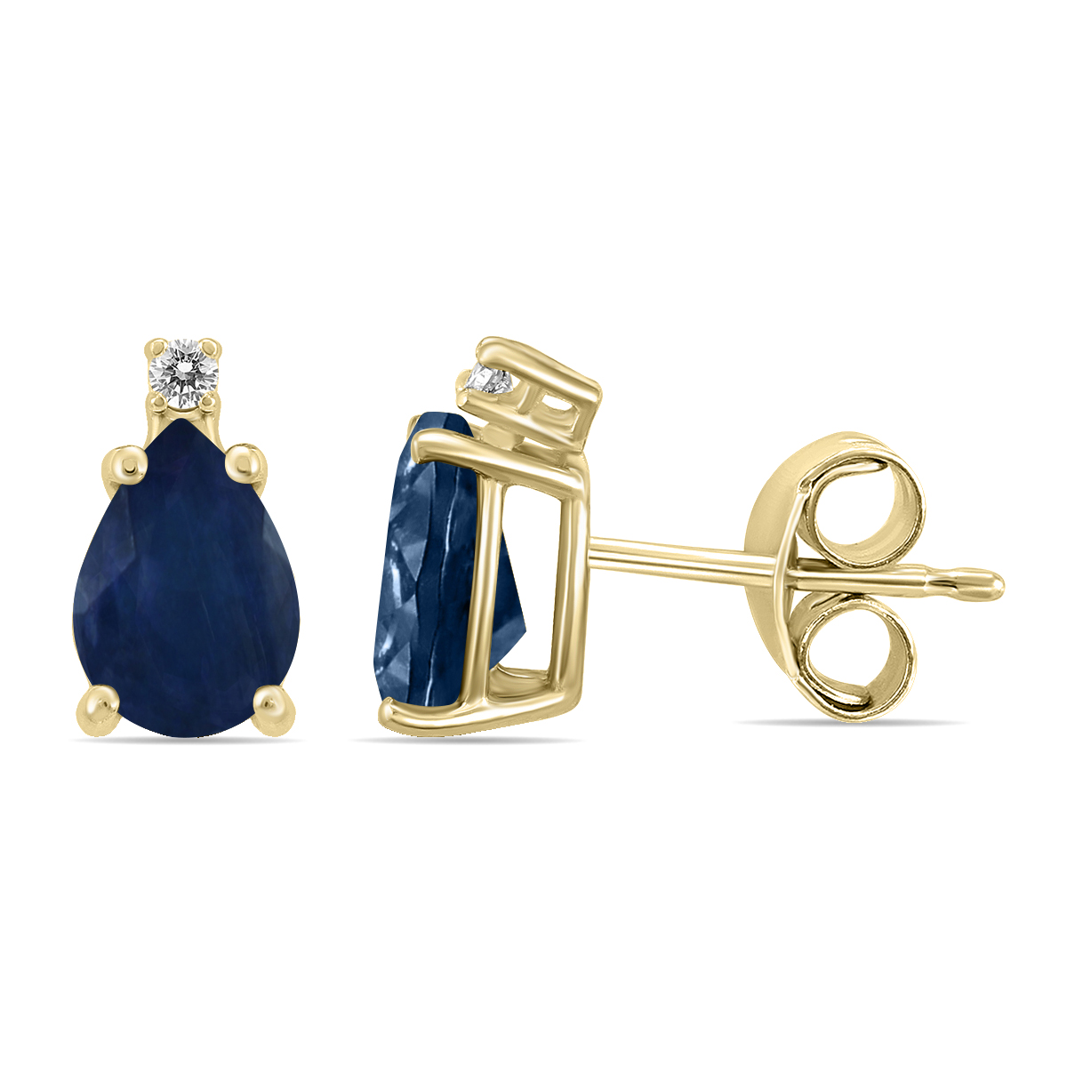 14K Yellow Gold 6x4MM Pear Sapphire and Diamond Earrings