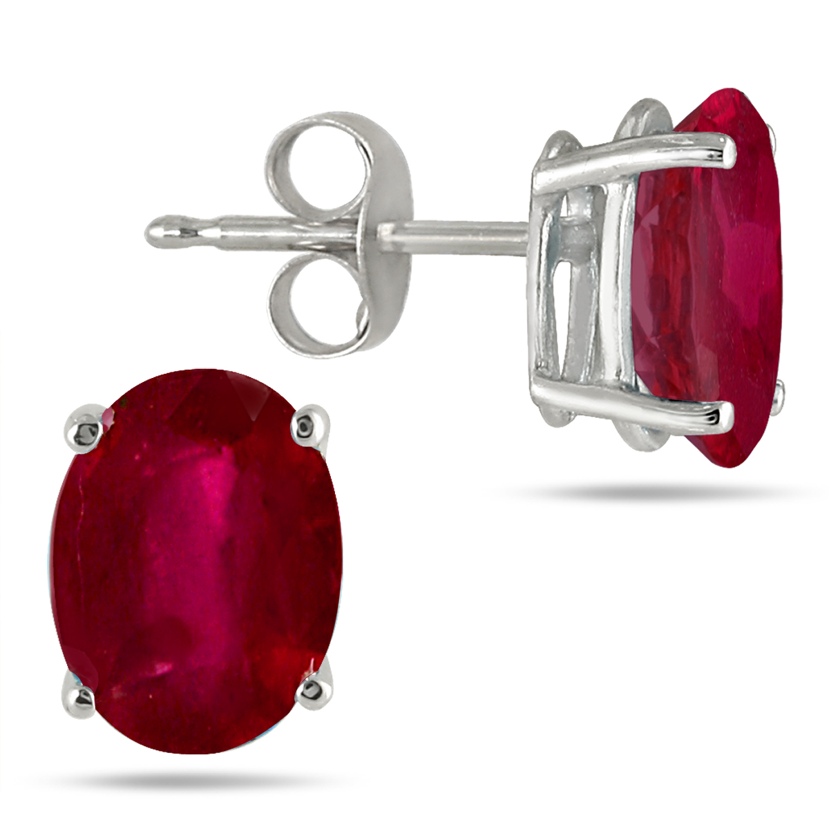 5x3MM All Natural Oval Ruby Stud Earrings in .925 Sterling Silver