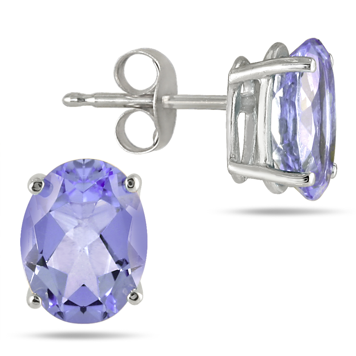 5x3MM All Natural Oval Tanzanite Stud Earrings in .925 Sterling Silver