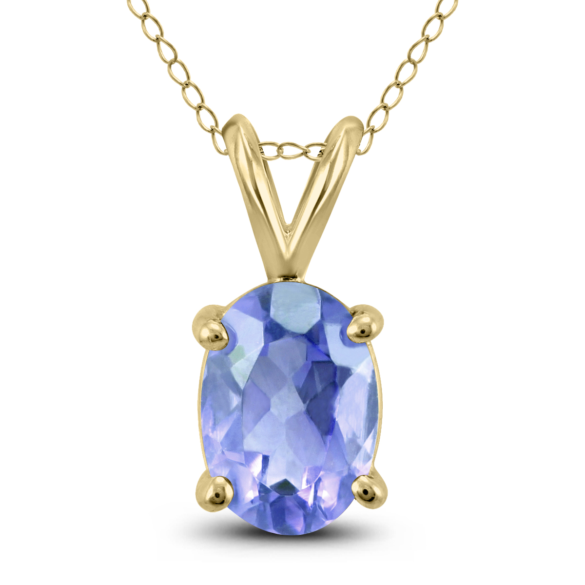 14K Yellow Gold 5x3MM Oval Tanzanite Pendant