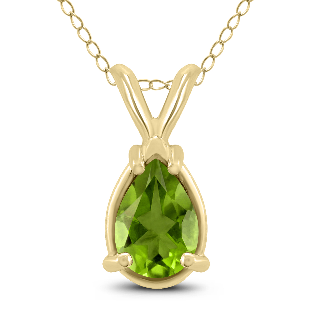 14K Yellow Gold 8x6MM Pear Peridot Pendant