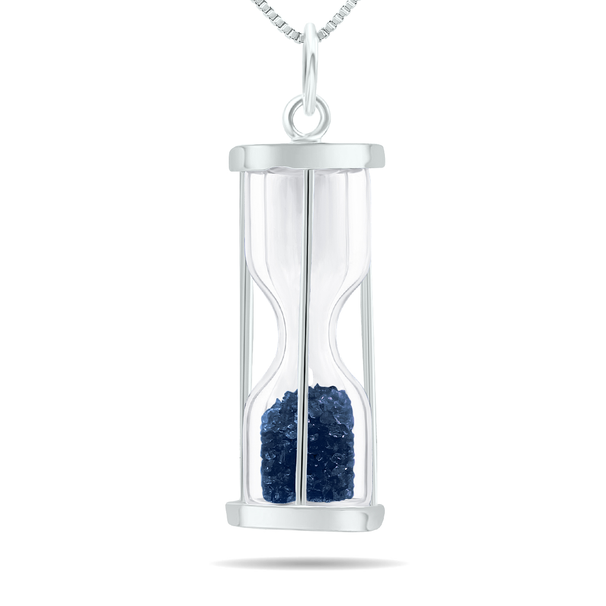 3/4 Carat TW Genuine September Sapphire birthstone Hourglass Pendant Necklace - Tooth Fairy Pixie Dust Gift 925 Sterling Silver
