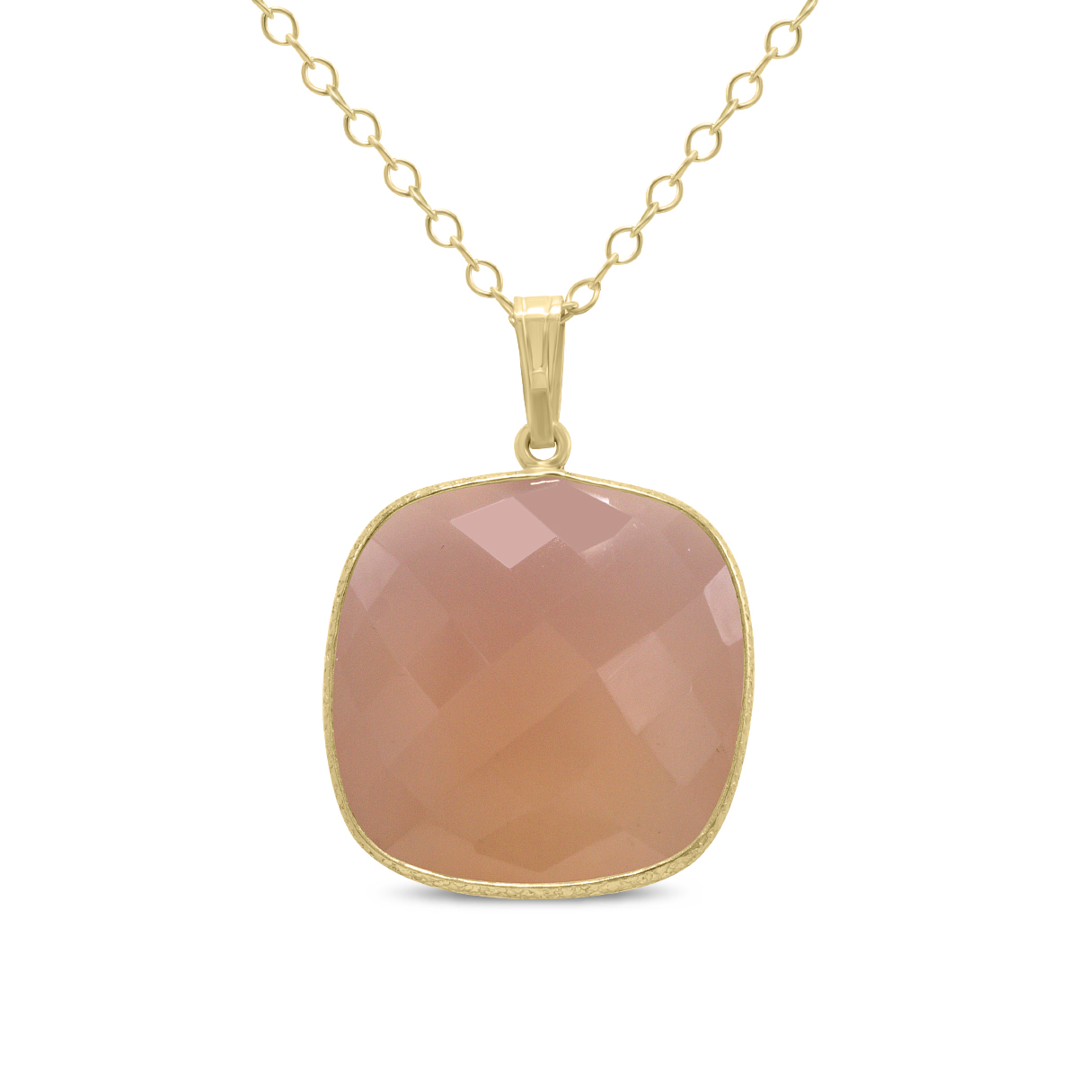 Pink Agatate Cushion Pendant in Plated Sterling Silver