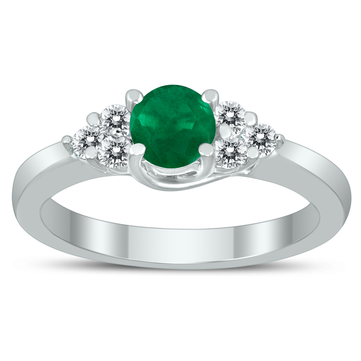 5MM Emerald and Diamond Cynthia Ring in 10K White Gold