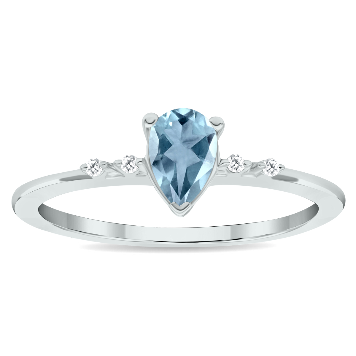 Women's Aquamarine and Diamond Sparkle Ring in 10K White Gold