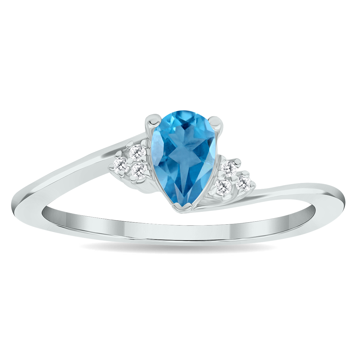Women's Blue Topaz and Diamond Tierra Ring in 10K White Gold