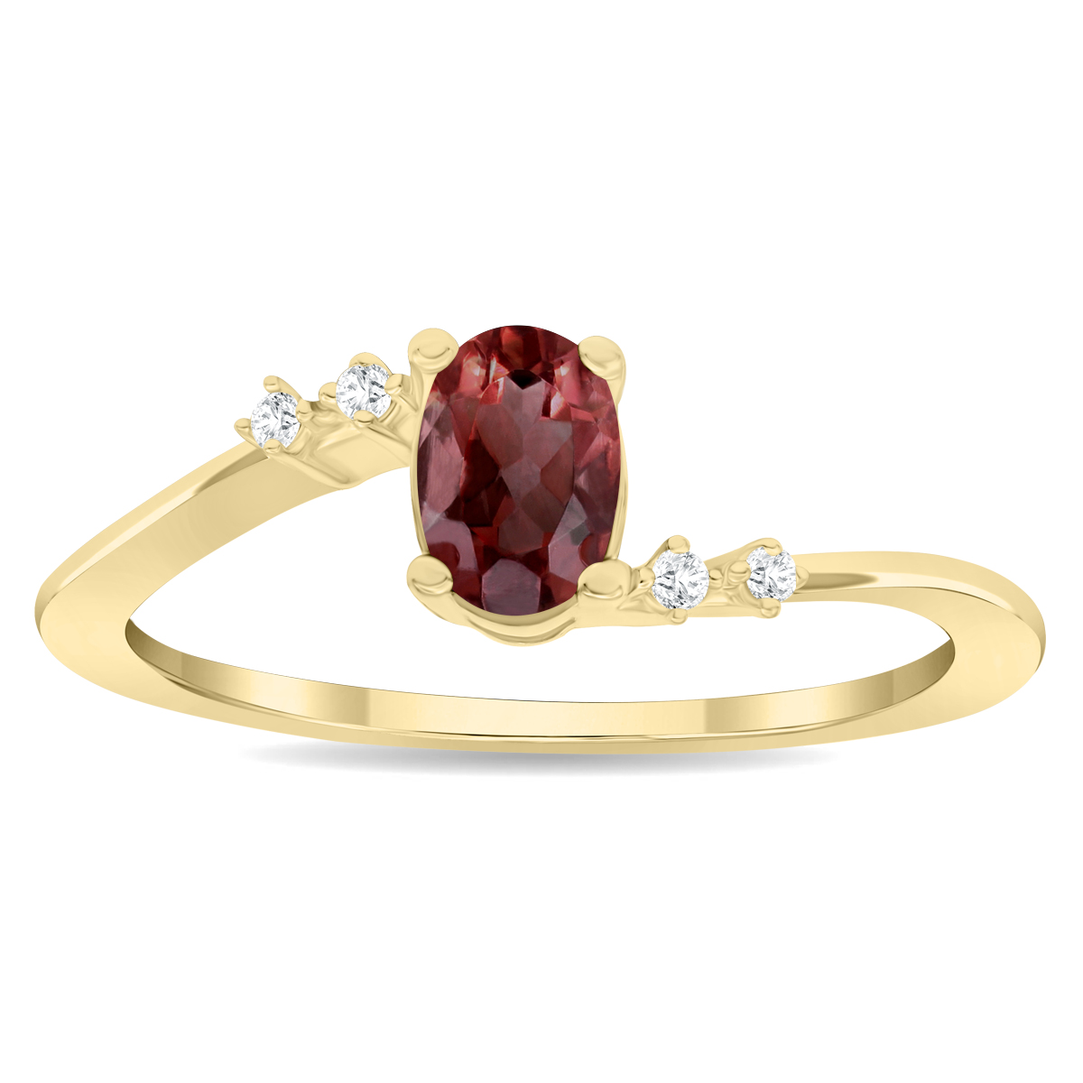 Women's Oval Shaped Garnet and Diamond Tierra Ring in 10K Yellow Gold