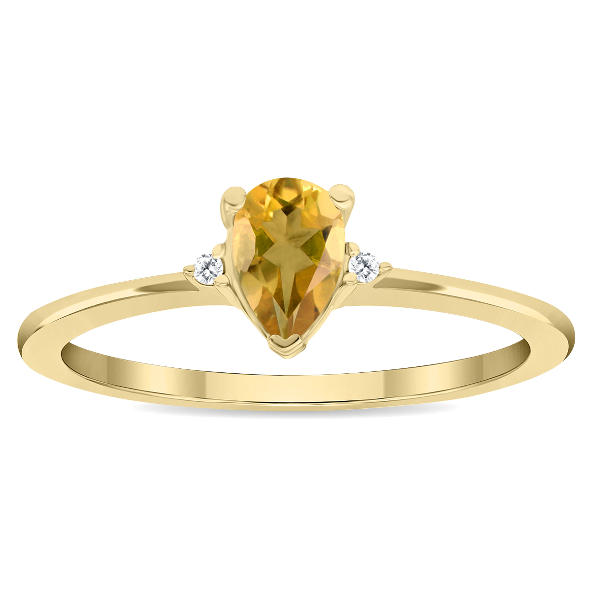 Women's Pear Shaped Citrine and Diamond Classic Ring in 10K Yellow Gold