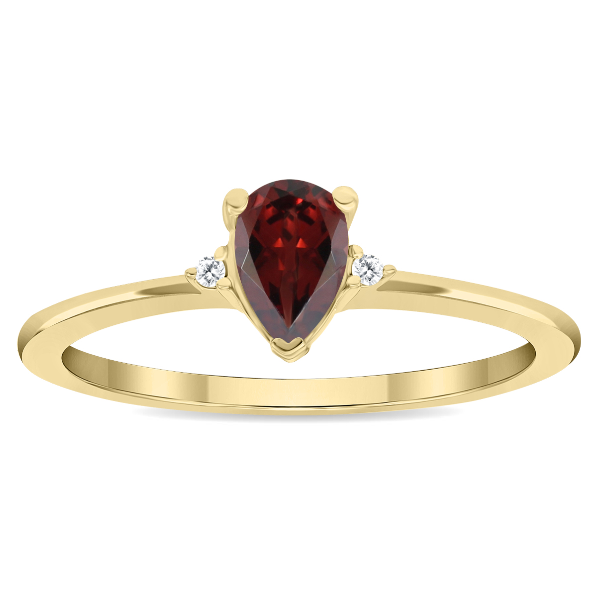Women's Pear Shaped Garnet and Diamond Classic Ring in 10K Yellow Gold