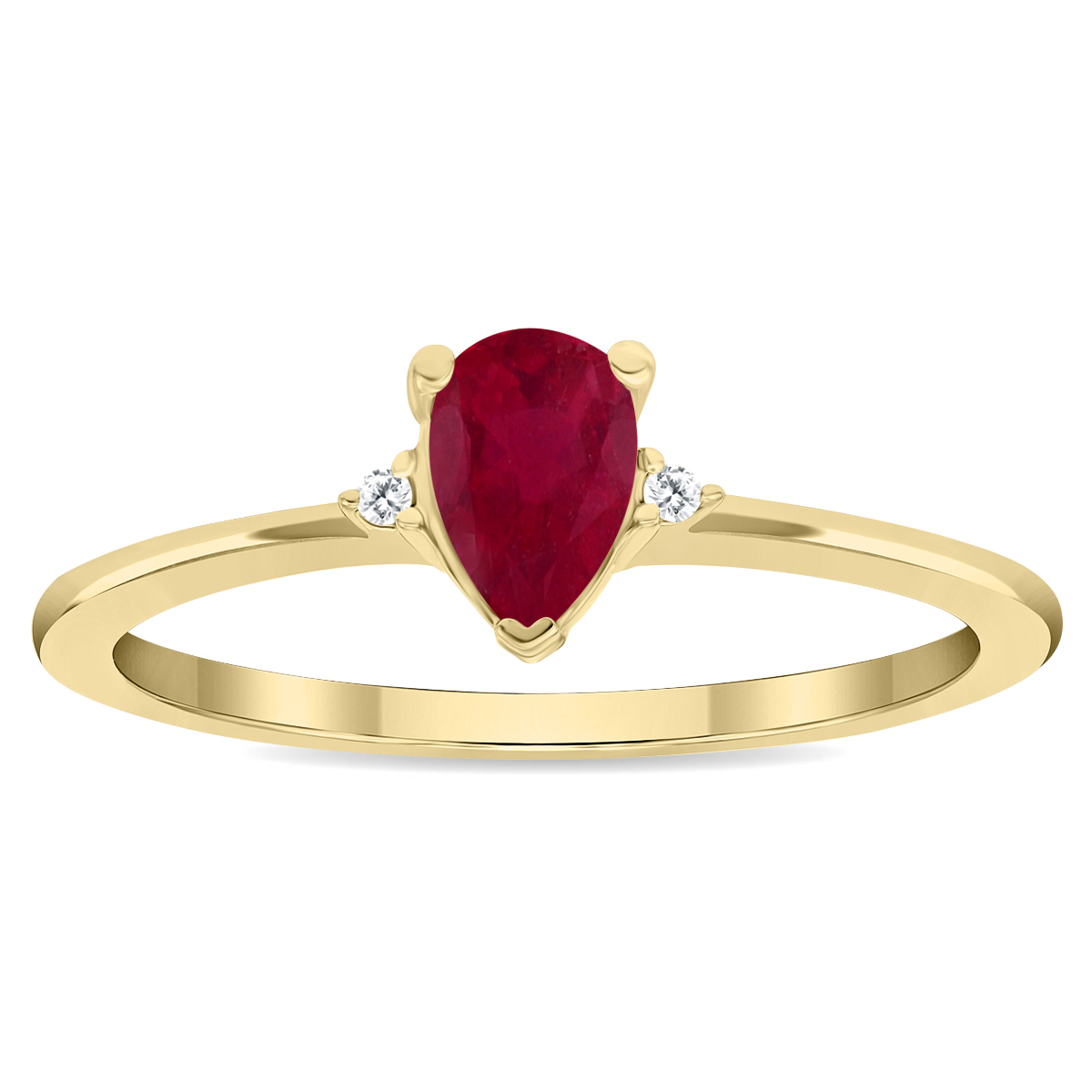 Women's Pear Shaped Ruby and Diamond Classic Ring in 10K Yellow Gold