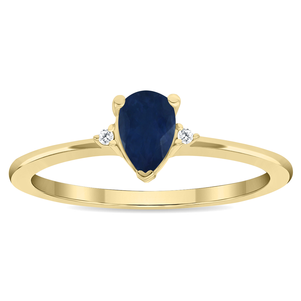 Women's Pear Shaped Sapphire and Diamond Classic Ring in 10K Yellow Gold